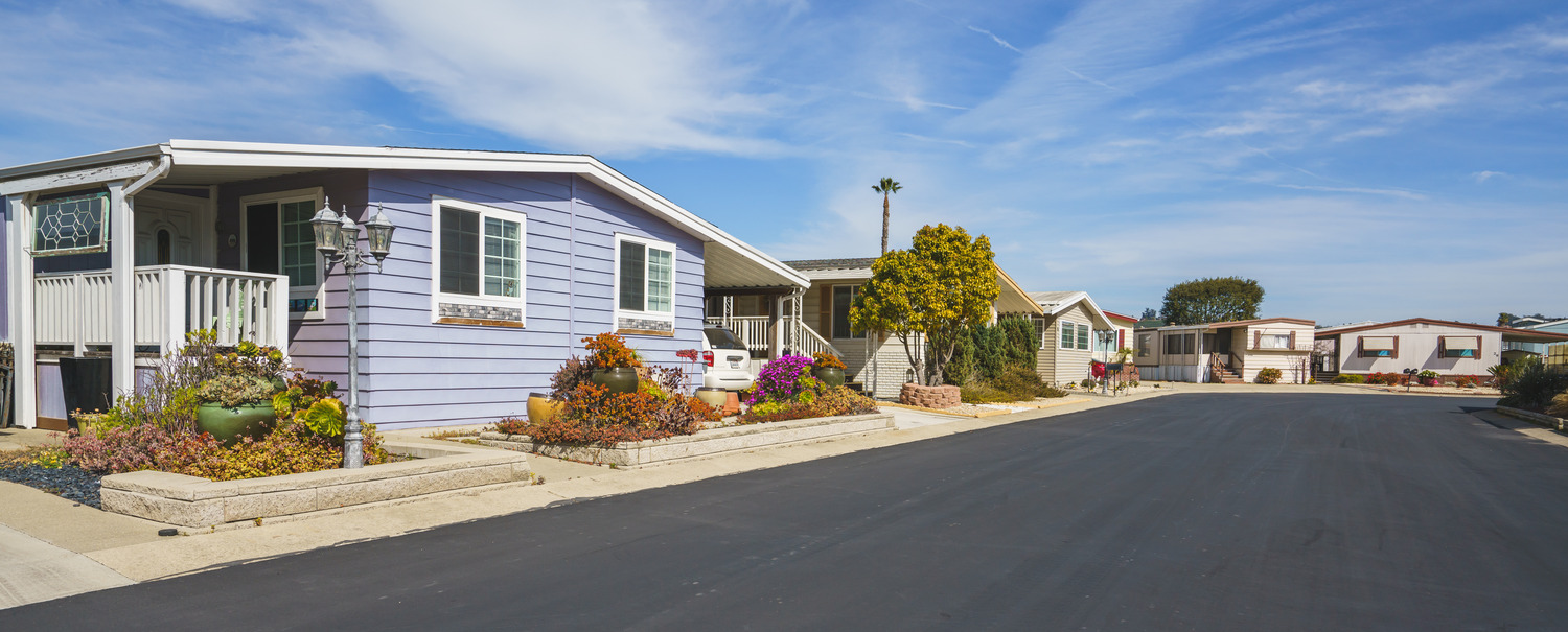 Manufactured homes in a Sacramento-area neighborhood on a sunny day